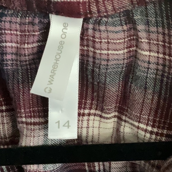 Warehouse Red and Black Button Down Shirt 3/4 Sleeve Relaxed Fit - Picture 2 of 3